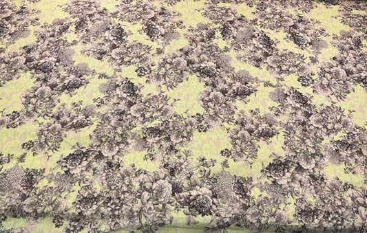 Lino stampato fiori su sfondo giallo