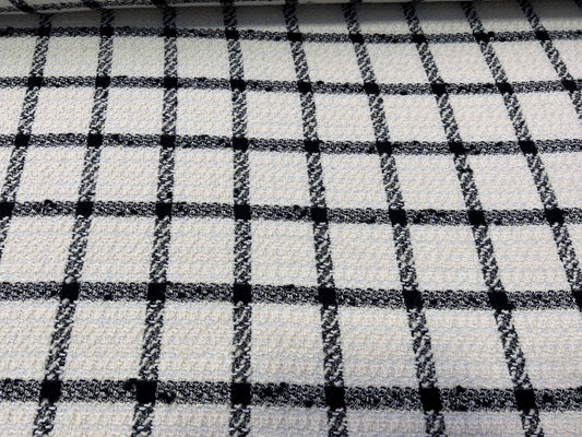 Tweed bianco/nero quadretti