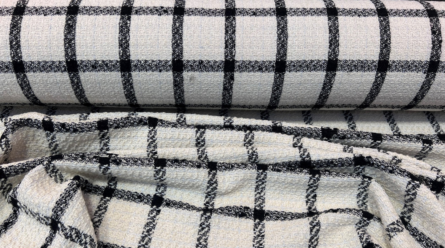 Tweed bianco/nero quadretti