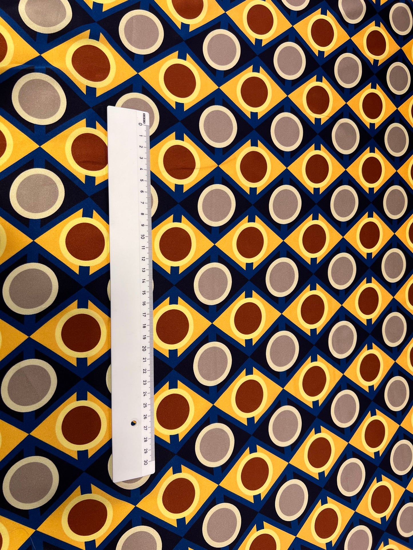Raso di seta retro blu/giallo