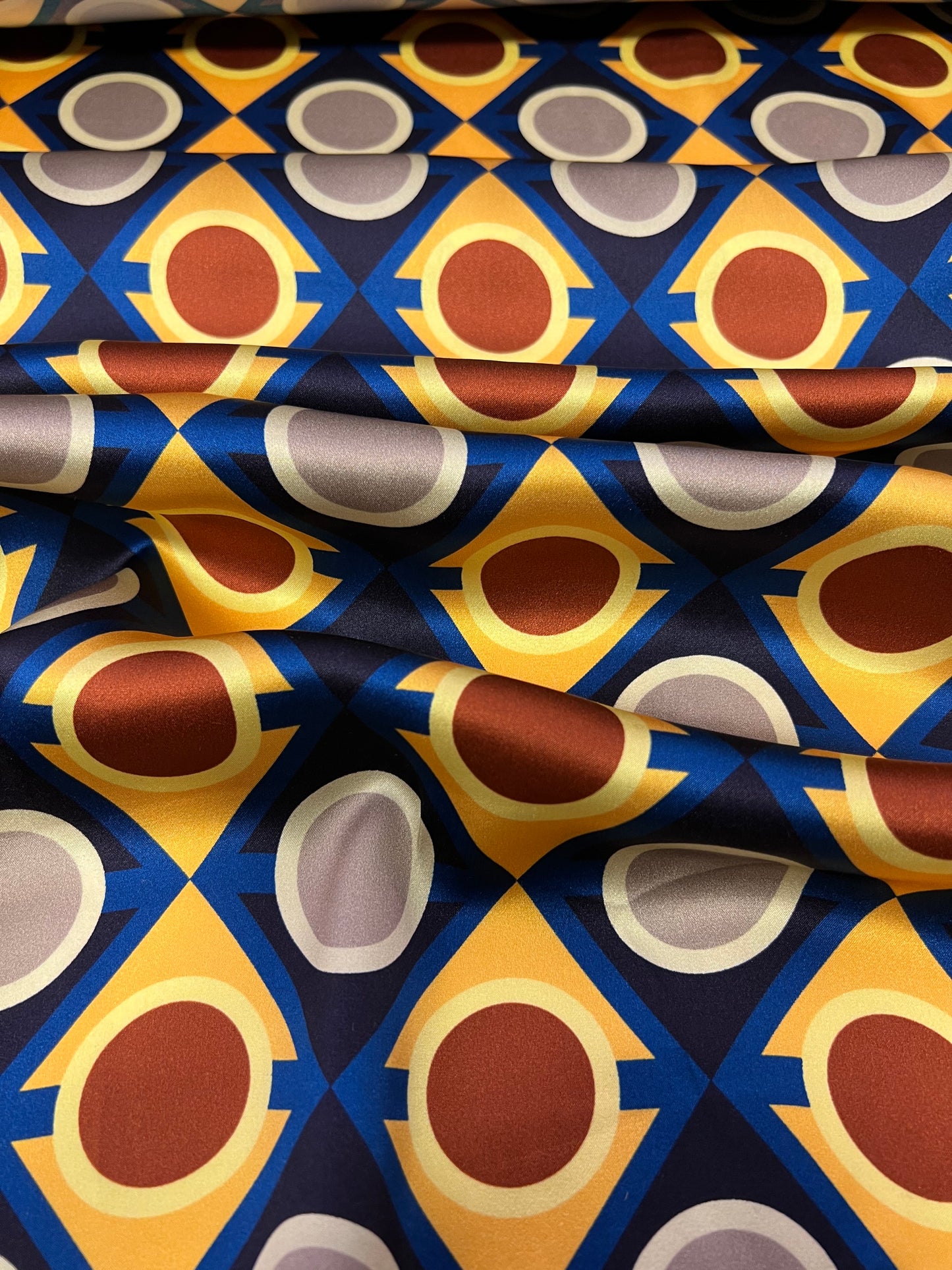 Raso di seta retro blu/giallo