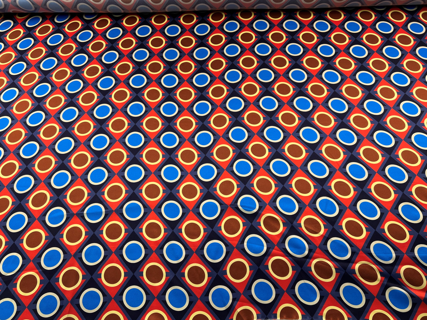 Raso di seta retro rosso/blu