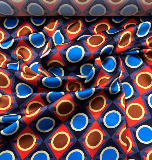 Raso di seta retro rosso/blu