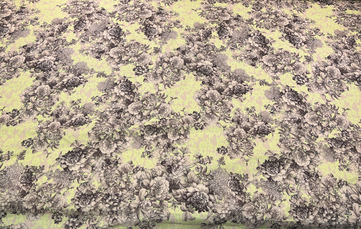 Lino stampato fiori su sfondo giallo