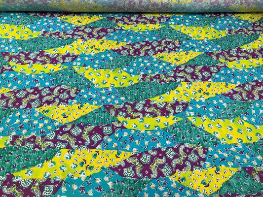 Lino stampato design tipo patchwork