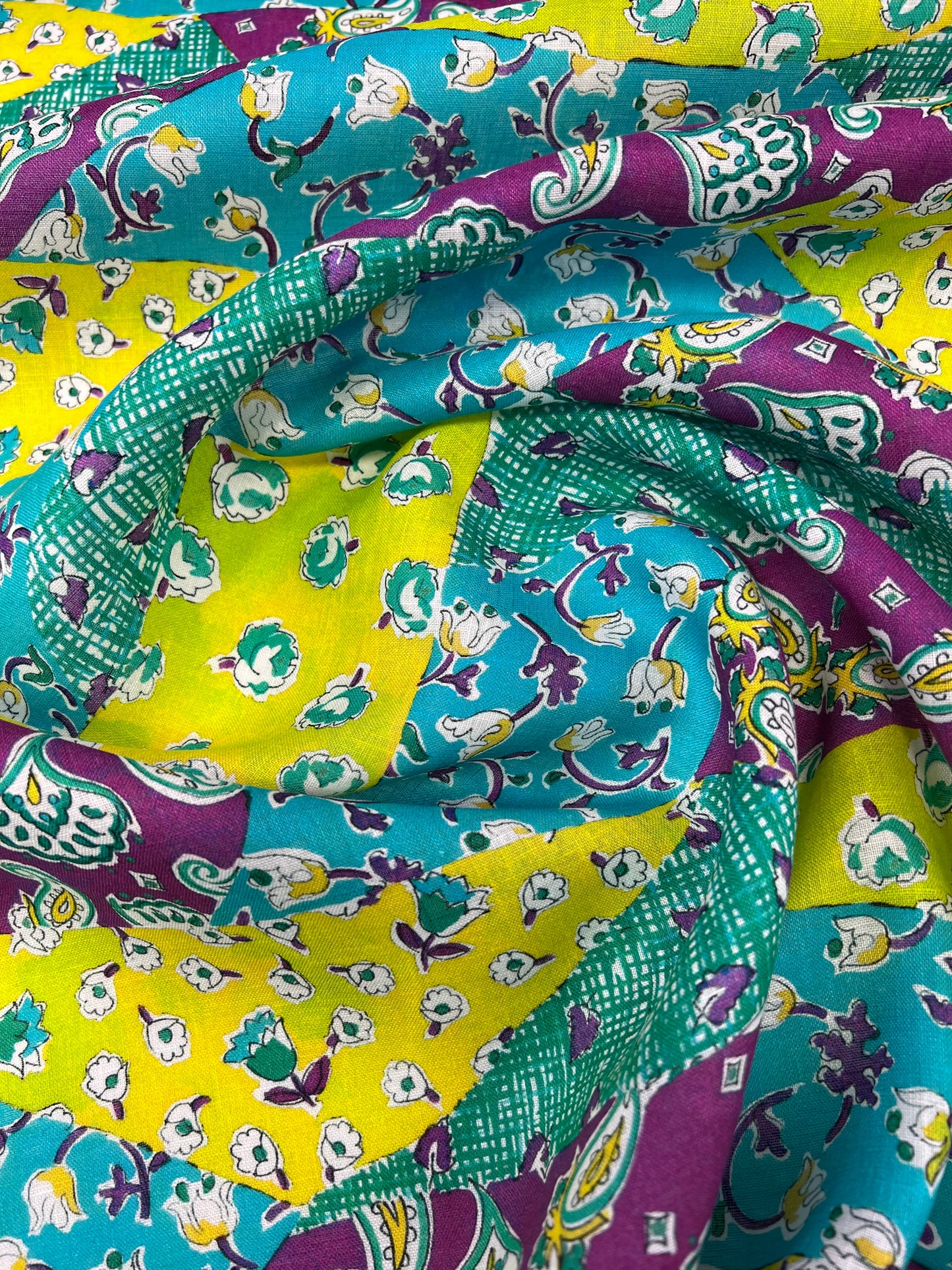 Lino stampato design tipo patchwork