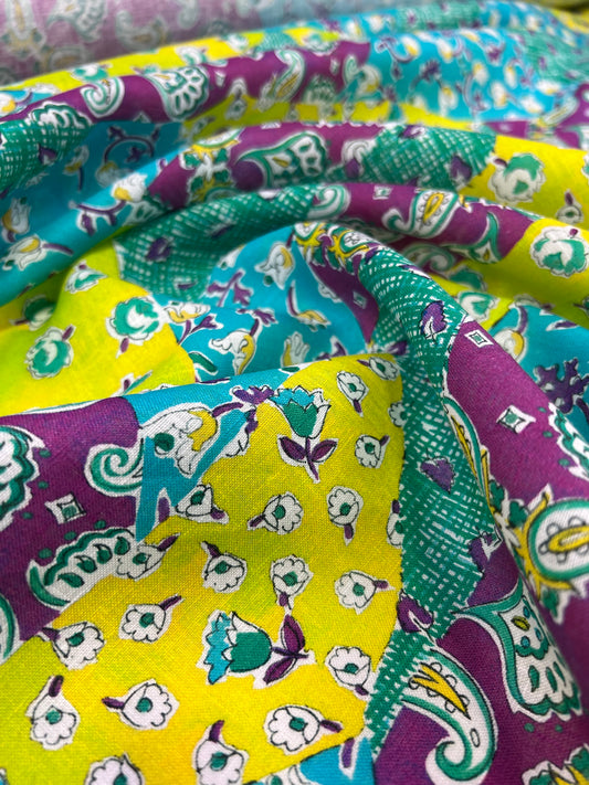 Lino stampato design tipo patchwork