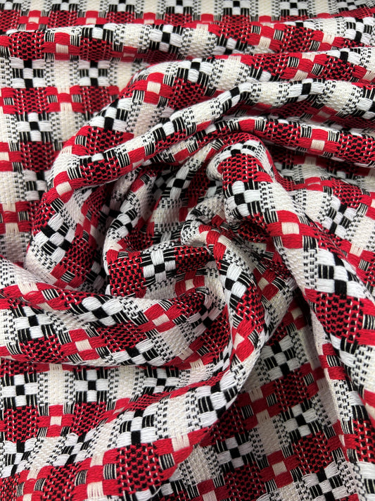 Tweed rosso/bianco pied de poule