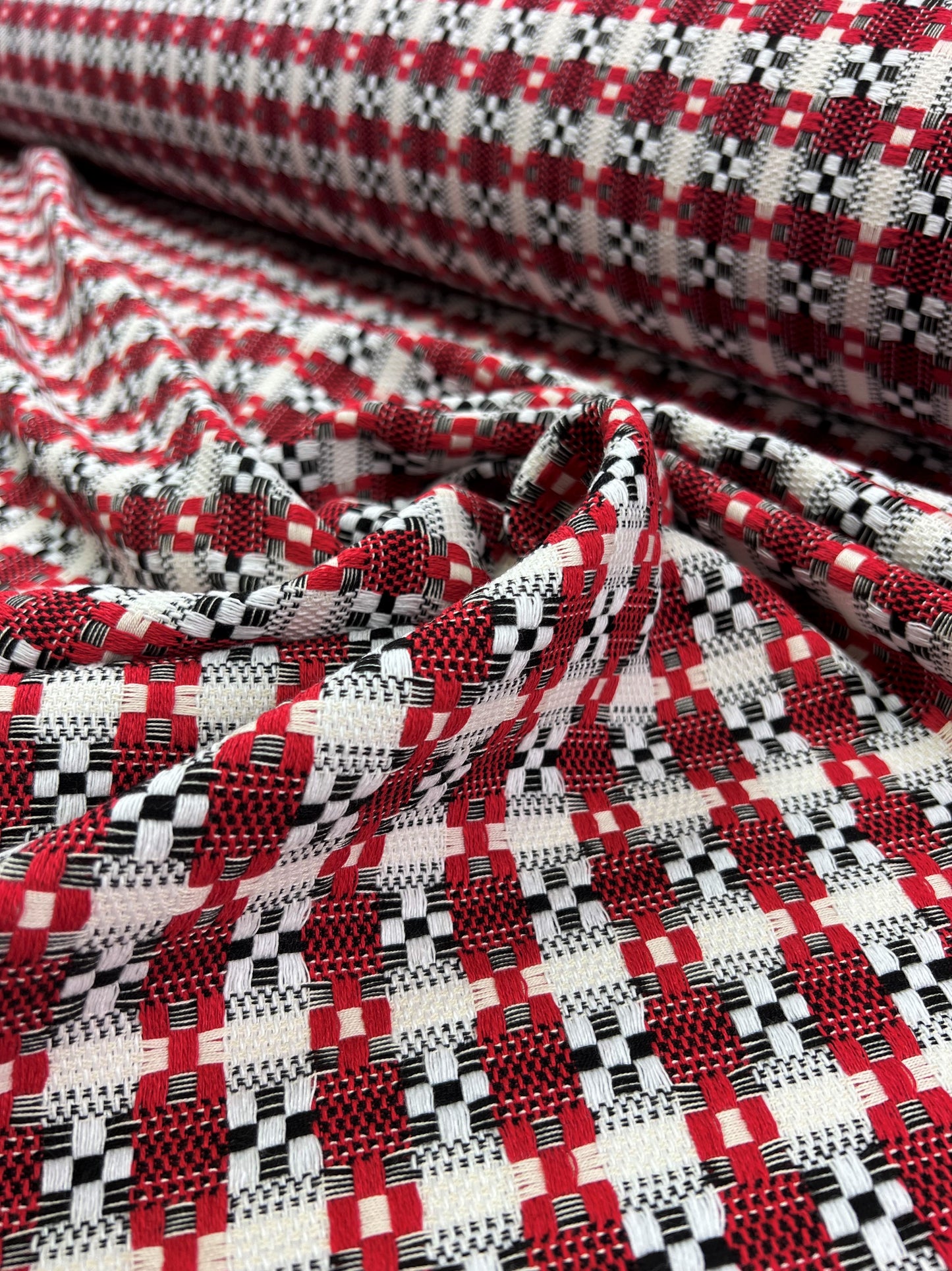 Tweed rosso/bianco pied de poule