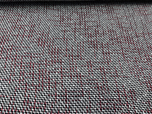 Tweed zig zag bianco/nero/rosso