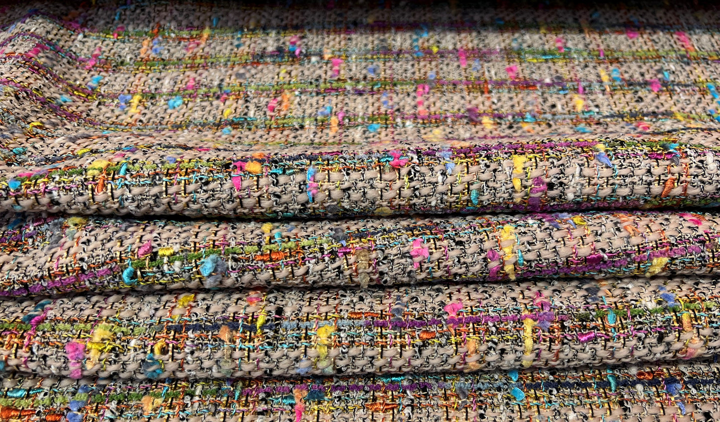 Tweed multicolore su beige