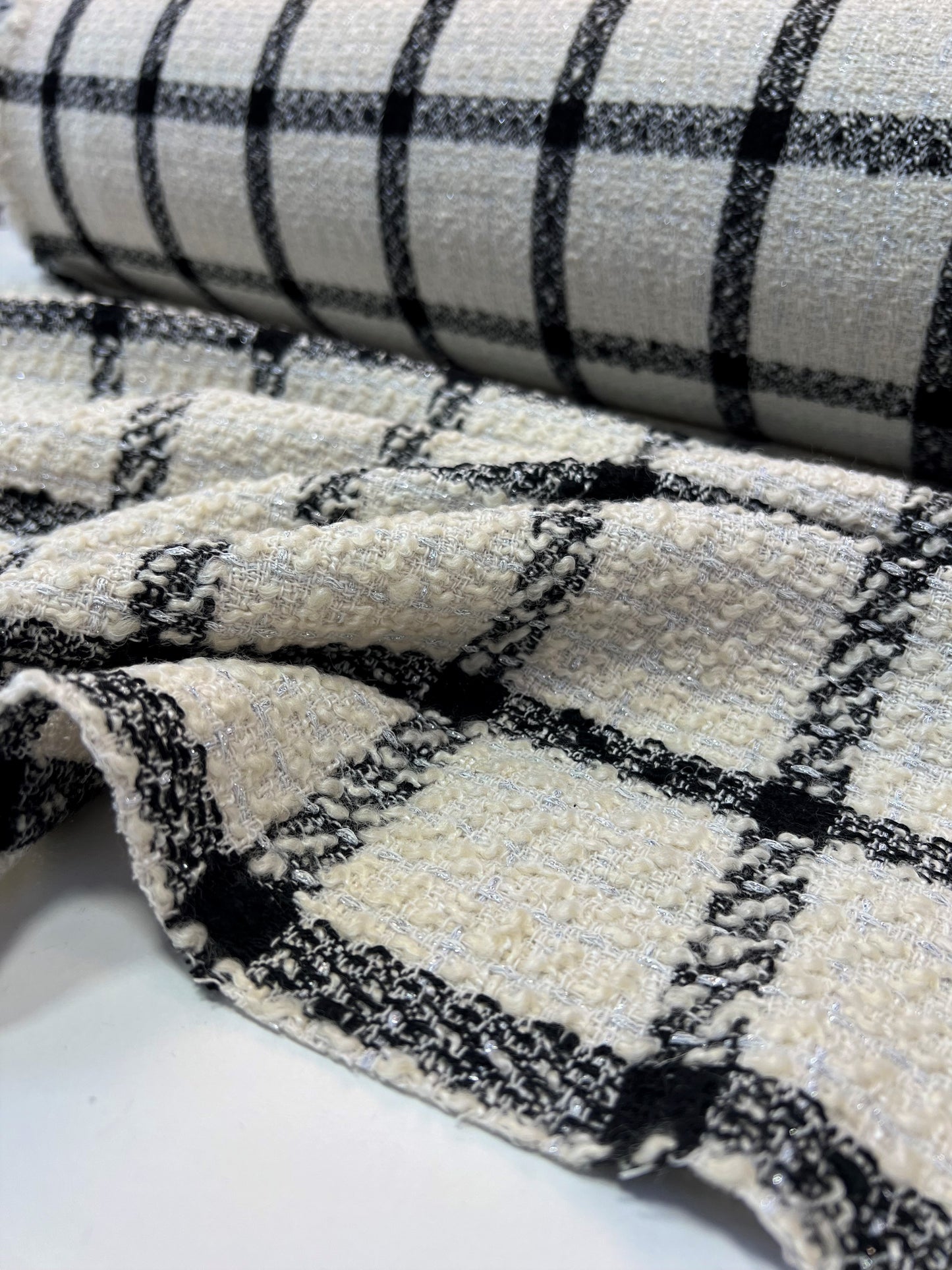 Tweed bianco/nero quadretti