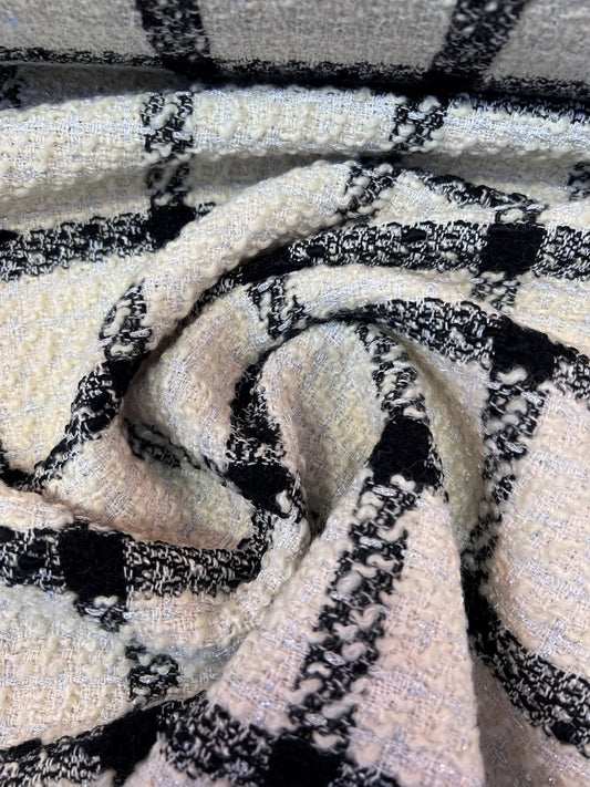 Tweed bianco/nero quadretti