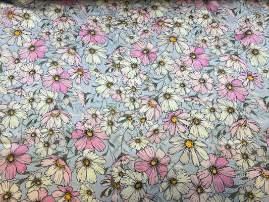 Raso di seta fiori sfondo lilla