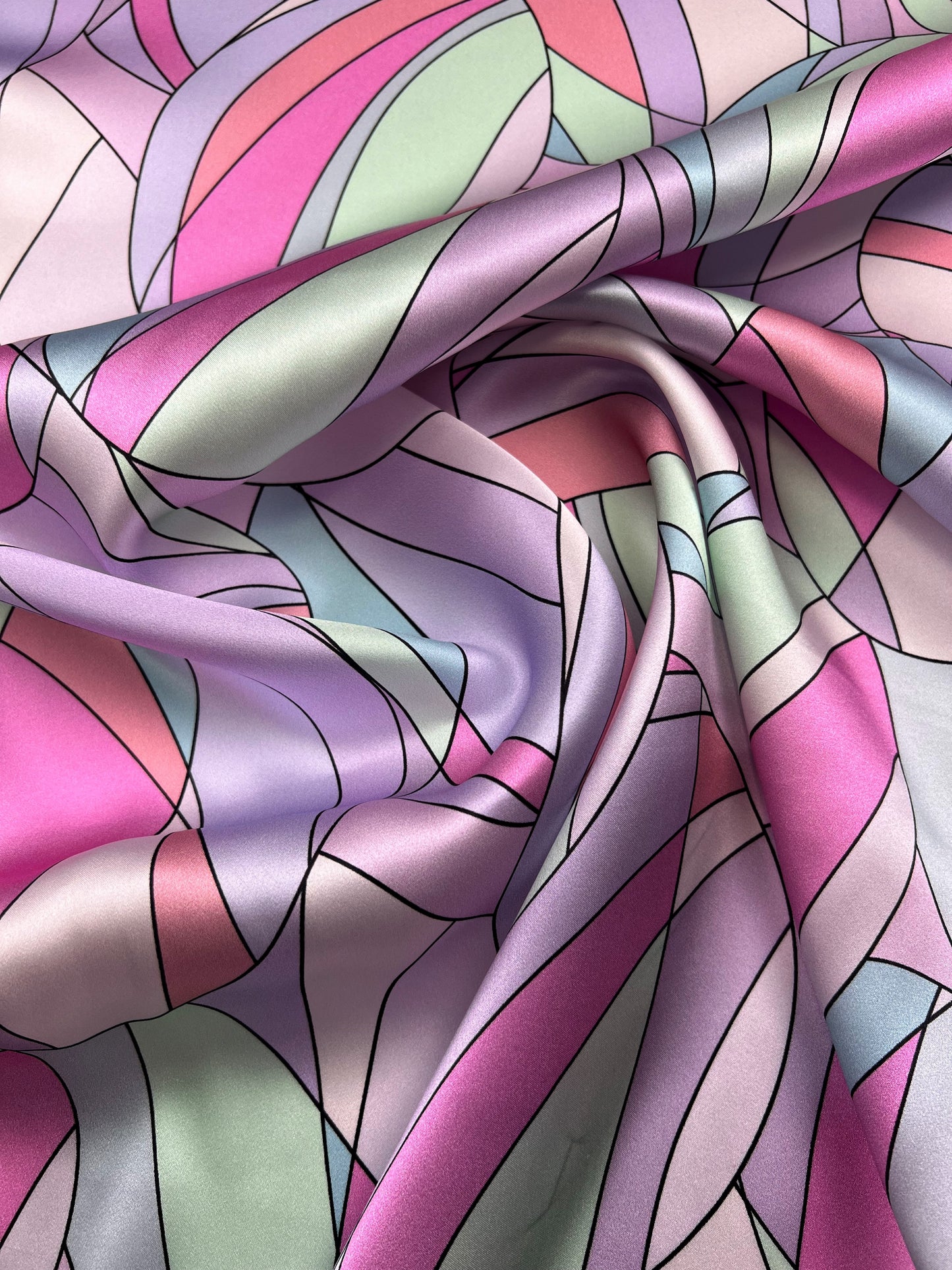 Raso di seta geometrico rosa
