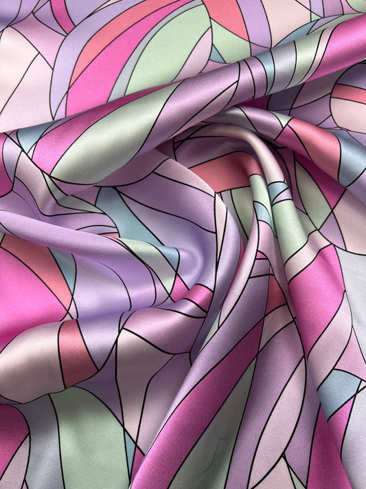 Raso di seta geometrico rosa