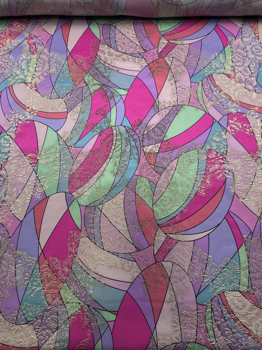 Seta con lurex geometrico rosa