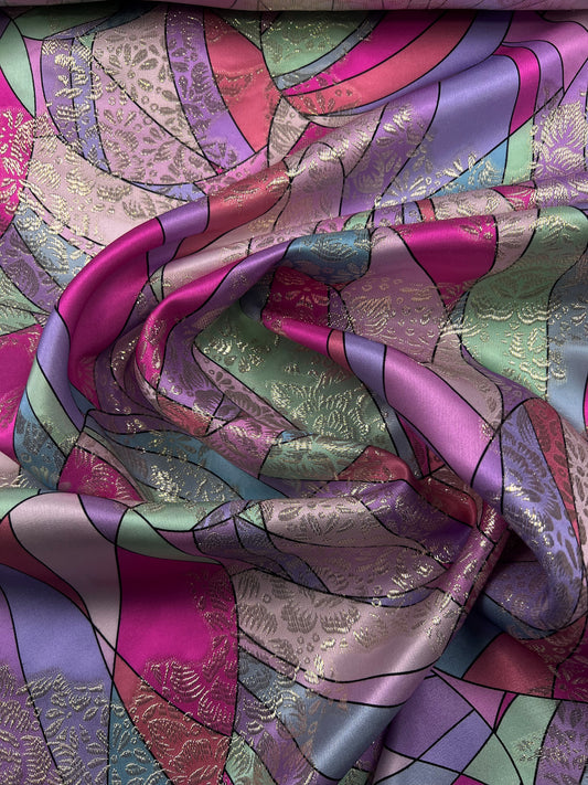 Seta con lurex geometrico rosa