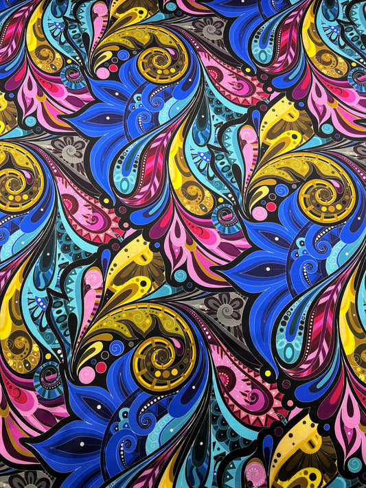 Raso di seta paisley multicolor
