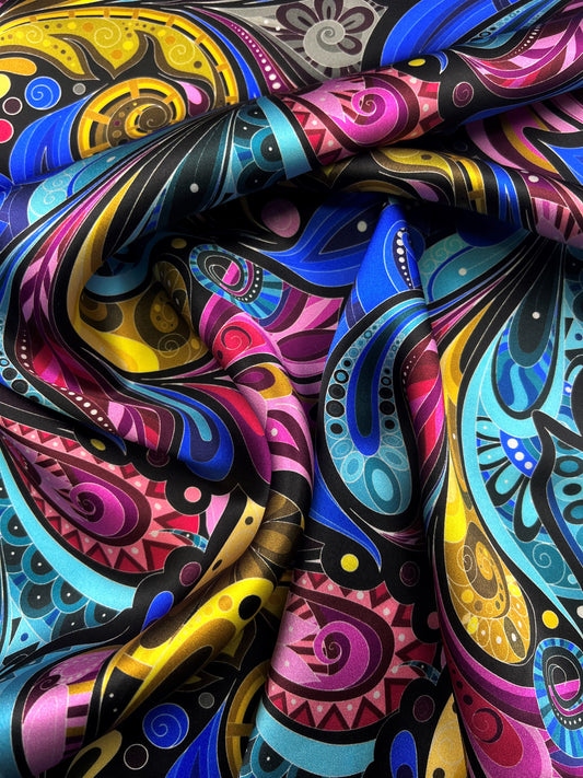 Raso di seta paisley multicolor