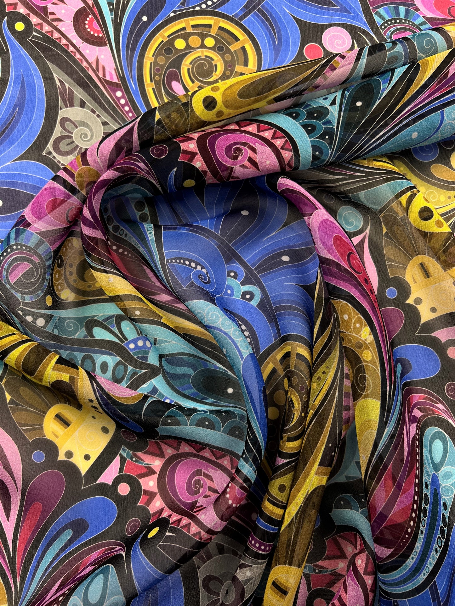 Georgette di seta paisley multicolor