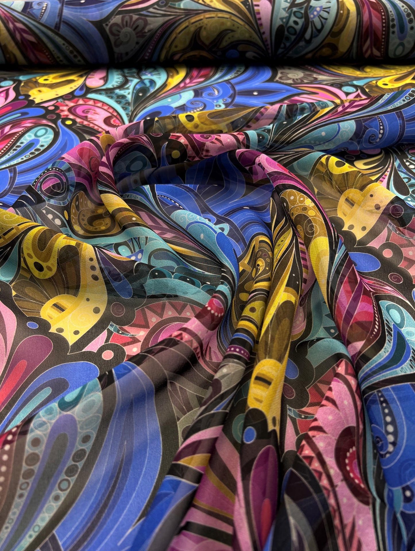 Georgette di seta paisley multicolor