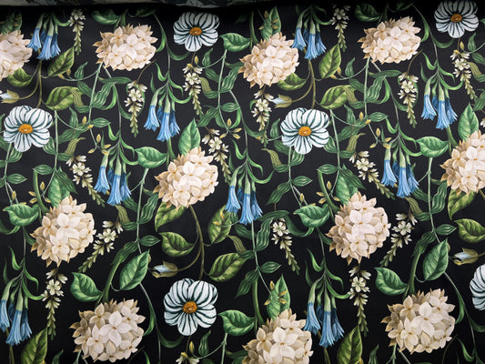 Raso di seta fiori sfondo nero