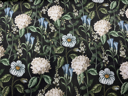 Georgette di seta fiori sfondo nero